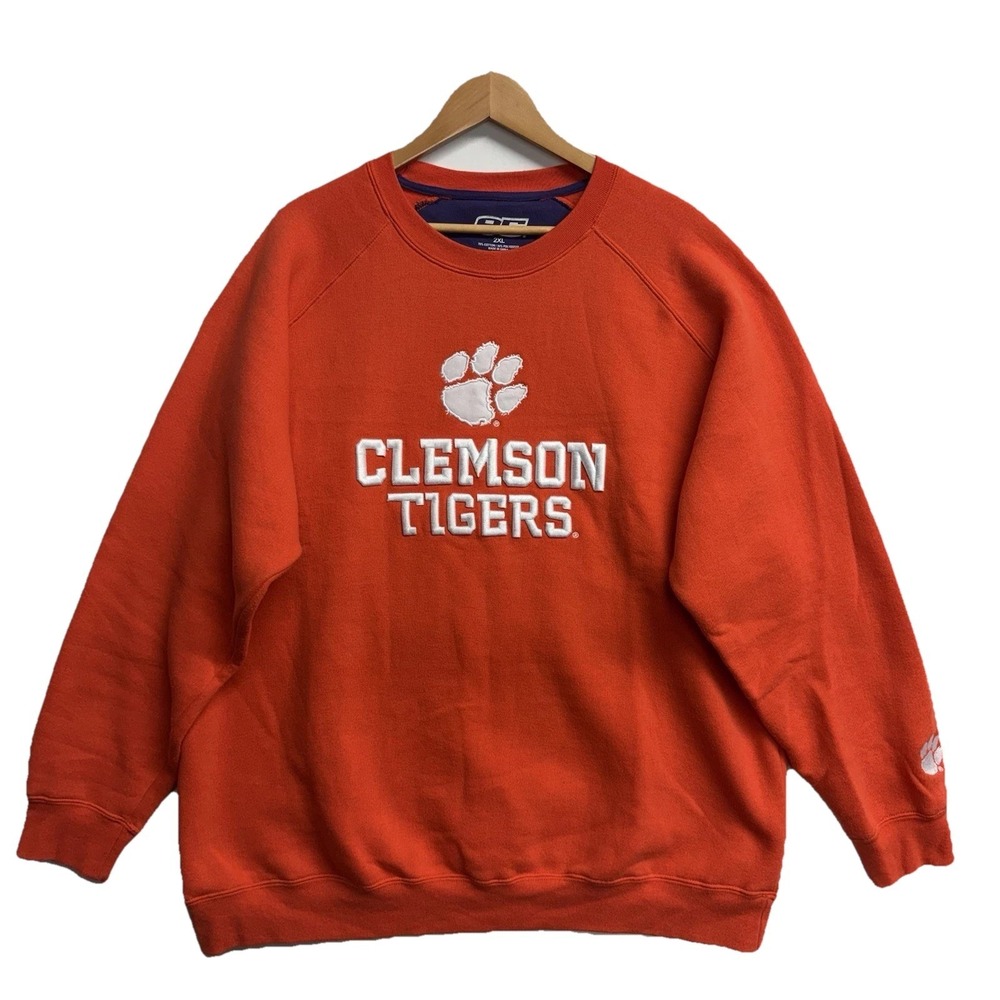 Clemson Tigers Orange Crewneck Sweatshirt Mens 2XL Embroidered Logo NCAA